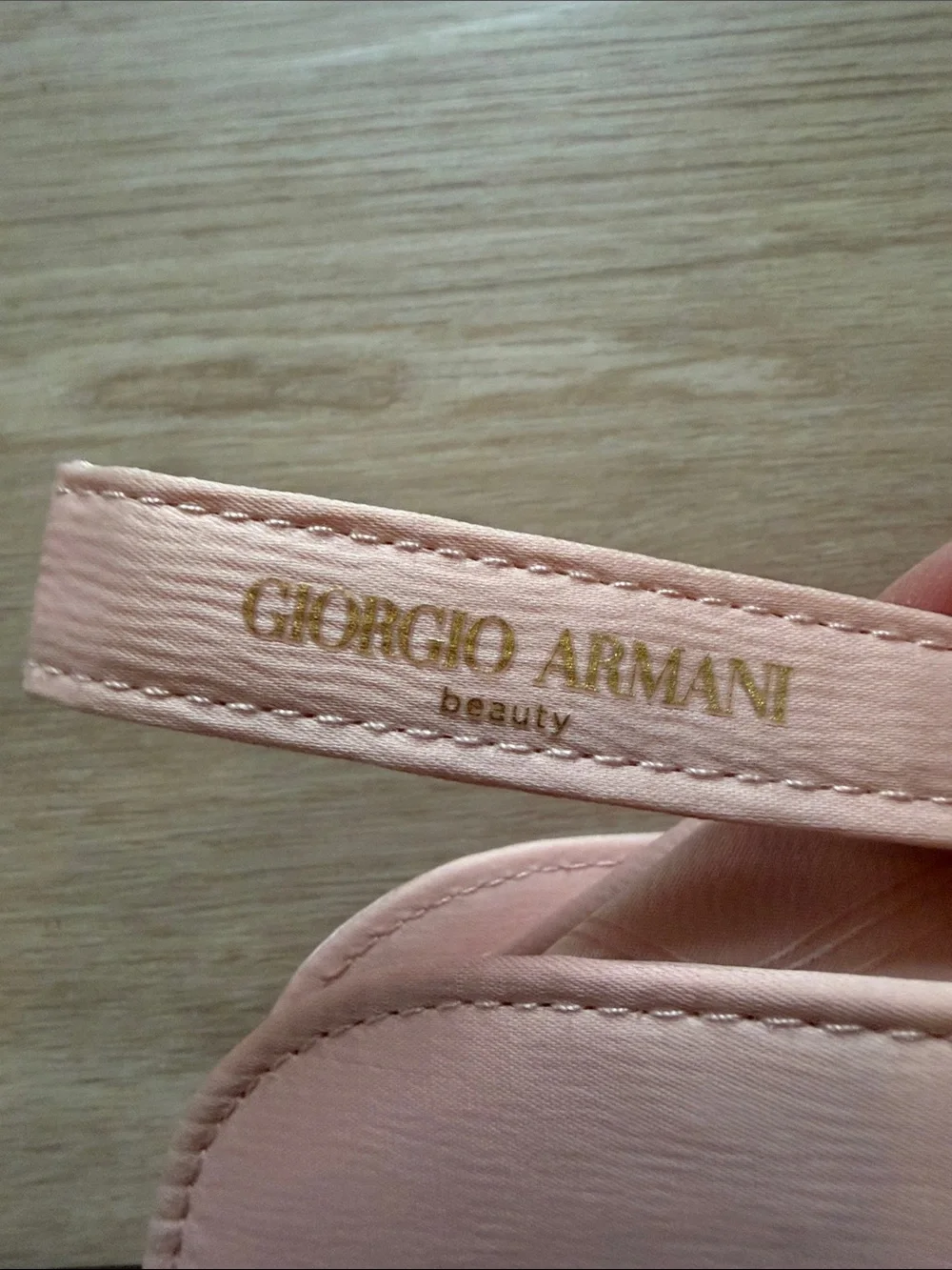 Giorgio Armani Peach Wristlet Cosmetic Pouch